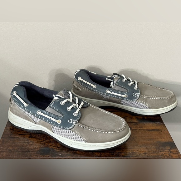 Men's Bass Gray and Navy Boat Shoes - Picture 2 of 8